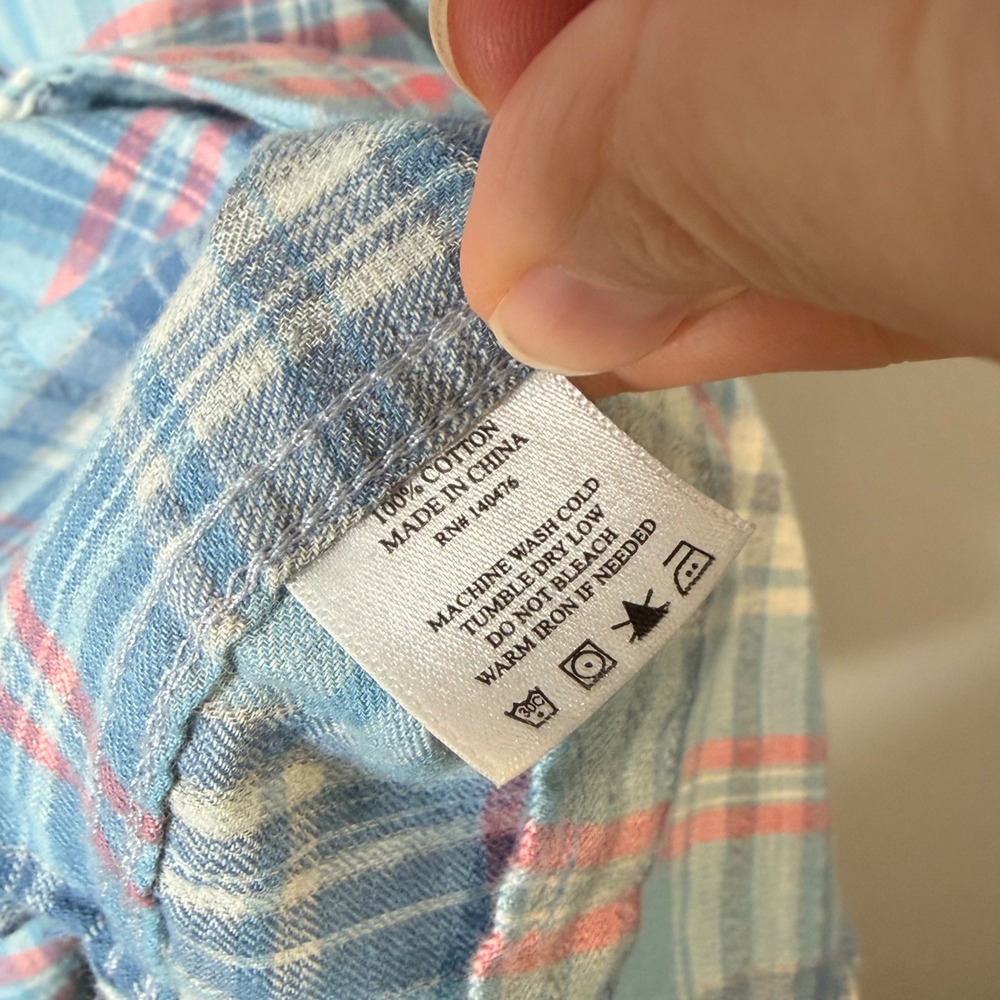 Faherty Cotton Flannel Button Down Collared Mens Shirt (XXL) Blue Lightweight - Picture 6 of 11